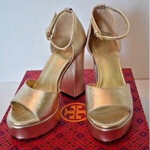 Tory Burch Sparkling Gold Platform Sandals